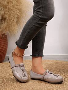 Women's Plus Size Mesh Floral Embroidered Flat Ballet Shoes, Vintage Style Summer Black Cross Elastic Strap - Apricot - View 8