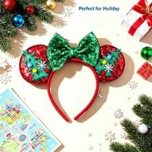 Hasbro 1pc Red Christmas Themed Sequin Headband, Holiday Party Headpiece, Perfect For School Party, Costume Party, Role Play, Halloween, Halloween Promotion, Theme Park Visit, Cosplay Holiday Party Hair Accessory, Fun Photo Prop, Amusement Park Accessory, Easter, Comes With Cute Bow Cartoon Hair Clip, Suitable For Travel, Masquerade Party, Role Play - Style a - View 2