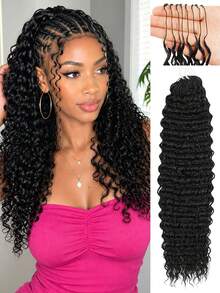 Rambut Keriting 18 Inci 50 Helai dengan Simpul Ajaib, Rambut Crochet Tanpa Simpul Tak Terlihat, Rambut Crochet Gelombang Dalam yang Sudah Terpisah, Rambut Crochet Keriting untuk Wanita (1B, 18 Inci-50 Akar) - MultiWarna - View 1