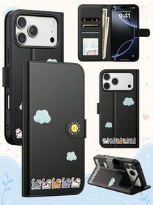 1 قطعة حافظة هاتف متعددة الوظائف بتصميم محفظة لطيف مع رسم قطة لهواتف أبل، حافظة هاتف أبل 18 برو مع حامل بطاقة، حافظة هاتف أبل 17 برو ماكس مع حامل، حافظة هاتف أبل 17 وردية مع حامل هاتف ذكي، حافظة هاتف أبل 16 بنمط قطة، حافظة هاتف أبل 13 قابلة للقراءة، حافظة هاتف مع ملابس خريفية إكسسوار هاتف عملي، حافظة هاتف ذكي نوت 17 برو - الأسود - مشاهدة 2