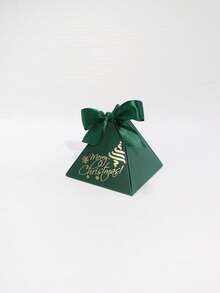 5 Buah Kotak Hadiah Piramida Selamat Natal dengan Pita Satin, Motif Pohon Natal Emas & Kepingan Salju, Kotak Hadiah Mini Elegan Merah Hijau Putih untuk Pesta Natal, Hadiah Liburan, Pernikahan & Acara Meriah - 7,5X7,5X7,5cm - View 12