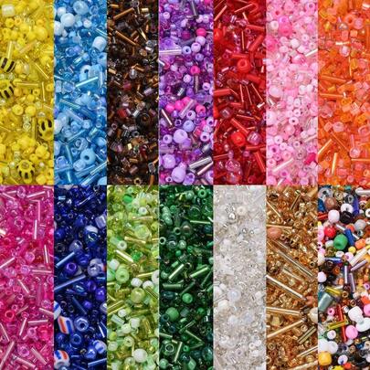 840pcs Mixed Color Glass Seed Beads Kit, Tube Beads For DIY Jewelry Making, Bohemia Bracelets, Necklaces, Earrings And Waist Chain,Bag Crafts