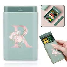 Gold Letter Print Portable Pill Box, Multi-Compartment Sealed Medicine Storage Box, Compact Daily Pill Container, Suitable For Travel And Daily Use - Multicolor - View 42