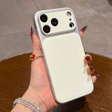奢華 PU 皮革荔枝紋理啞光手機殼，適用於 iPhone 18 Pro Max 18 Pro，防指紋硬殼，適用於 17 Pro Max 16 Pro Max 15 14 Plus 13 Pro Max 12 11 16e 17e，18 & 17 系列大視窗蓋 - 白色 - 查看 8