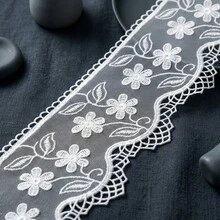 1/3 Yards Vintage Floral Embroidered Lace Trim, Scalloped Edge Lace Ribbon With Star, Heart & Flower Patterns, Decorative Mesh Lace For DIY Sewing, Clothing, Dresses, Skirts, Cuffs, Collars, Wedding Decor, Craft Projects & Home Decoration - Multicolor - View 17