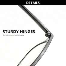5pcs Rectangular Reading Glasses, Classic Large Frame, Fashion Matte Finish, Unique Rivet Detail, Premium Metal Hinge - Black + Black & White + Transparent + Translucent Grey + Translucent Tea - View 10