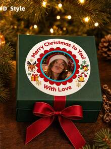 1/90/120/180/300pcs Customized Round Christmas Stickers, Personalized Winter Holiday Pattern Stickers, Support Custom Text Labels, Customizable Pattern & Text Waterproof PVC Stickers, Multiple Sizes Available, Suitable For Christmas Gift Packaging, Home Holiday Decor, Desktop Holiday Arrangement, Party Scene Decoration, Applicable To Christmas Party, Holiday Family Gathering, Year-End Celebration - Multicolor 1 - View 4