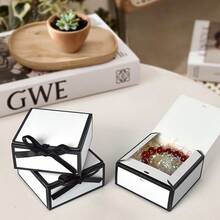 10/5/1 Set Minimalist Black & White Plaid Ins Style Black Bow Gift Box, High-End Foldable Square Surprise Gift Box With Ribbon Design, Jewelry Box, Suitable For Birthday Party, Daily Use And Holiday Party - Multicolor - View 2