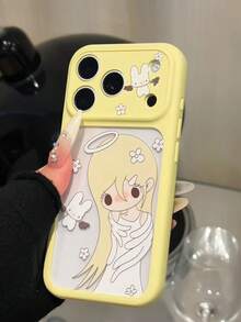1pc Angel Wild Autumn Apple 18 Pro Phone Case 17 Pro Max Creative INS Style Soft Color Transparent Cream 16 Pro New Window Anti-Drop Niche 14/13 - Yellow - View 3