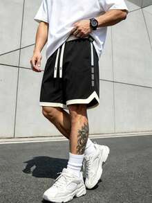 Men's Outdoor Sports Shorts, 5-Inch Length, Suitable For Daily Wear, Versatile For Sports And Fitness - Black - View 3