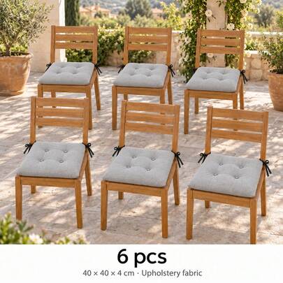 40 X 40 X 4 Cm Chair Seat Cushions, Square Polyester Chair Pads, 1, 2, 4 Or 6 Piece Packs, 8 Solid Colours
