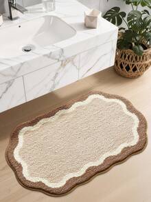 1pc Khaki Geometric Minimalist Faux Cashmere Bathroom Rug, Suitable For Bathroom, Kitchen, Outdoor, Indoor, Bedroom, Living Room And Bedside Areas, Machine Washable And Easy To Clean, Essential For Bedroom And Bathroom - A - View 11