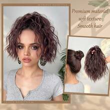 HEYPINK Wavy Messy Bun Hair Extensions, Synthetic Curly Hair Scrunchie Elastic Hair Tie, Thick Volume Tousled Updo Hair Piece, Instant Ponytail Chignon For Ladies Tousled Updo Chignon Ponytail Hair Extensions For Women, Multiple Colors Available - Dark Brown - View 3