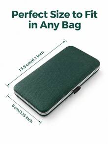 16-In-1 Stainless Steel Manicure & Pedicure Set, Portable Green Leather Storage Box, Travel & Home Grooming Tool Kit - Dark Green - View 9