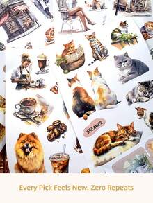 DanSoul 20 Large Cat Coffee Theme Stickers, Pre-Cut Sticker Book, Suitable For Journaling, Scrapbooking, Collage, Bullet Journal, Planner, Art & Crafts - Journaling Supplies - View 9