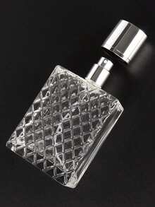 High Grade 1Pc 100ml/3.4 Oz Square Clear Glass Refillable Spray Perfume Bottle Large Capacity Fine Mist Atomizer Empty Portable Essential Oil Container For Travel - Silver - View 4