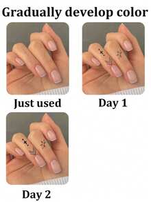 Tiny Small Semi-Permanent Temporary Tattoos For Women -2 Sheets Flower Roses Butterflies Tattoos For Adult Waterproof Realistic Fake Finger Tattoos Lasting 1-2 Weeks - Black - View 3