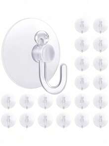 10pcs(5cm) Clear Plastic Suction Cup Hooks - Securely Fastened, Waterproof And Durable - Suitable For Windows, Glass, Shower, Bathroom And Kitchen Walls - Perfect For Daily Use, Festivals, Parties And Carnival Decorations - Multicolor - View 1