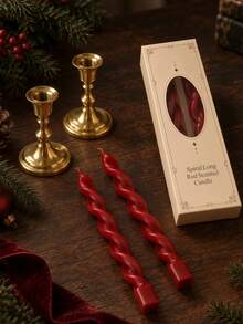 4/2/1pcs Luxury Burgundy Twisted Scented Taper Candles, 0.78*7.87 Inches, Gift Box Set, Suitable For Home Decor, Atmosphere Creation, Tabletop Decoration, Christmas, Christmas Decor, Christmas Gift - Multiple Styles - View 3