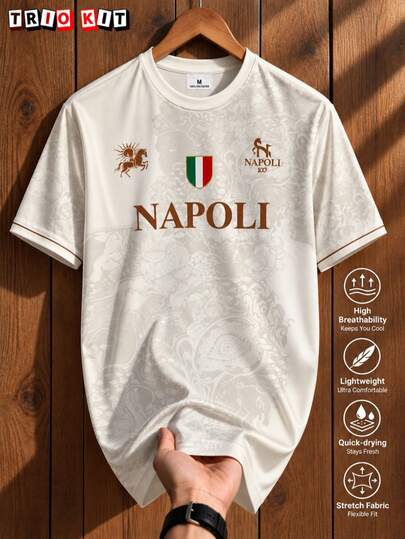 Kaos Jersey Sepak Bola Napoli Pria, Atasan Terinspirasi Napoli, Italia, Ideal untuk Pertandingan, Jalanan, Pesta & Pakaian Sehari-hari, Untuk Pria, Remaja, Penggemar, Hadiah