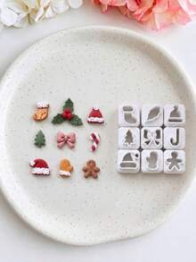 Christmas Snowman Clay Cutters For Earrings, Festive Acrylic Polymer Clay Earring Cutter Mold, Layered Body, Hat Shape, Earring Making Supplies - White - View 5