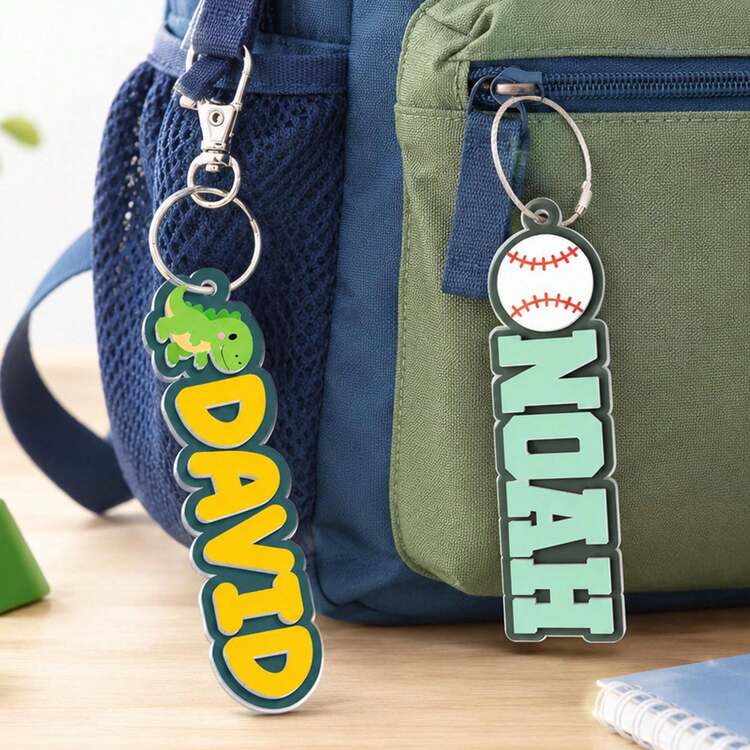 Personalized Acrylic Kids Name Keychain With Icon, Custom Backpack Bag Tag For Boys Girls, Water Bottle Lunchbox School Name Tag, Back To School Gift. - H-custom Name Keychain - View 4