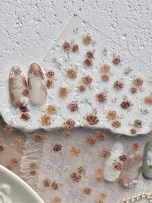 Watercolor Autumn Rose Nail Stickers Retro Flowers Pattern Nails Accessories Self-Adhesive Decals DIY Nail Art Decorations - Multicolor - View 1