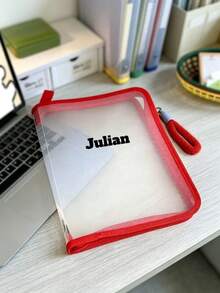 1pc Customizable Text Information File Bag, Large Capacity Waterproof Document Bag, Business Style Storage Bag, Portable Invoice Organizer, School And Office Document Storage Bag, Best Gift For Back To School Season, Office Storage Bag, Best Gift For Friends And Besties - Multicolor - View 6