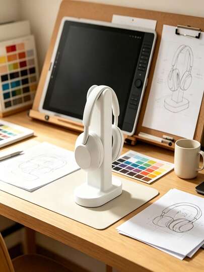 1pc Vertical Headphone Stand, Over-Ear Headset Storage Rack, Desktop Headset Display Stand, Suitable For Gaming Room, Office, Teacher, Bedroom, Home Storage, Room Decor, Home Decor, Gaming Enthusiast's First Choice Gift, Best Choice For Christmas Gift To Friends
