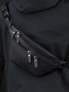 Tas Dada Pria Warna Hitam, Tas Selempang Kasual dengan Desain Multi-Saku, Tas Bahu Tahan Air Kapasitas Besar untuk Perjalanan, Kerja, dan Penggunaan Sehari-hari - Hitam - View 5