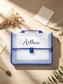 1pc Customized Name Transparent Portable Folder, A4 Size Document Storage Bag With Handle, Office School Paper Document Classification Storage Portable File Organizer - Multicolor - View 10