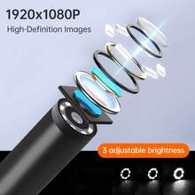 4.3" IPS Screen Endoscope Inspection Camera, 1080P Sewer Inspection Camera With 8 LED Lights, 3 Brightness Levels, 180° Rotating Camera, 32GB Memory Card, And 6.5ft Semi-Rigid Cable - 5M - View 8