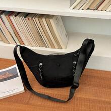 Lightweight Nylon Men's Crescent Crossbody Bag, Multi-Pocket Decorative Chain Shoulder Bag, Large Capacity Casual Travel Versatile Men's Bag - Multicolor - View 7