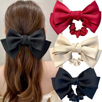 1pc French Retro Bow Hair Tie, High-End And Elegant Temperament, Wide Brim Will Not Damage Hair, Durable Hair Accessory, Easily Release Charm.