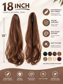18 Inch Wig With Ponytail, Can Be Clipped With Large Waves To Tie A Low Ponytail Wig, Suitable For Women's Daily Wear - Multicolor - View 4