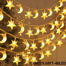 1pc 20/40LED,3/6m Star & Moon Battery Operated String Lights (Batteries Not Included), Fairy Tale Lights For Room Decor, Birthday Party, Wedding, Gift, All Seasons - Stars and Moon - View 11