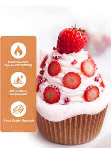 100/200pcs Standard Cupcake Liners, Grease-Proof Paper Muffin Liners,Dessert Cups, Baking Cups,Non-Stick Parchment,Cake Mold,Cake Tin,High-Temperature Resistant Baking Tray,Suitable For Baking,Kitchen,Christmas,Mother's Day And Party Use - Multicolor - View 3