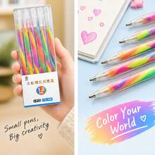 3Pcs Random Color Rainbow Gradient Glitter Gel Pens, 1.2mm Tip Shimmer Ink Writing Drawing Pens, Journaling DIY Art School Stationery - Multicolor - View 6