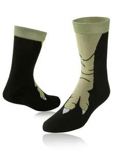 1/3 Pairs Men's Dinosaur Claw Pattern Fashion Cartoon Mid-Calf Socks, Great Gift For Friends, Birthday Gift, Christmas Gift, Fun Socks Suitable For Men, Women And Teens - Multicolor - View 2