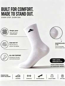 1/5/10 Pairs Men's Solid Color Minimalist Mid-Calf Socks, Soft Comfortable Sweat-Absorbent Breathable, Suitable For Daily Wear Running Sports, Couple Socks, Back To School Season, All Season Wear - Multicolor - View 2