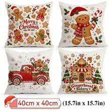 4pcs/1pc Christmas Gingerbread Man Pattern Pillow Case Without Insert, Single-Sided Printed Pillow Case, Suitable For Living Room, Bedroom, Home Decor, All-Season Pillow Case - Multicolor - View 14