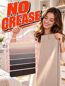 Space-Saving Pants Hangers With 5-Tier Non-Slip Rack For Wrinkle-Free Wardrobe Heavy-Duty Closet Organizer For Students And Renters Sleek Pants Storing To Maximize Cramped Cabinet Space Dorm Room Essentials College Room Decor Back To School - Multicolor - View 12