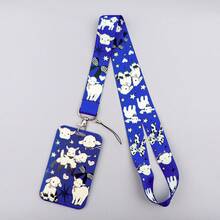 1 Piece Cute Cartoon Lamb Print Lanyard ID Card Holder, Blue Sheep Badge Cover, Neck Strap For Student Office Work, Lovely Gift - Multicolor - View 6