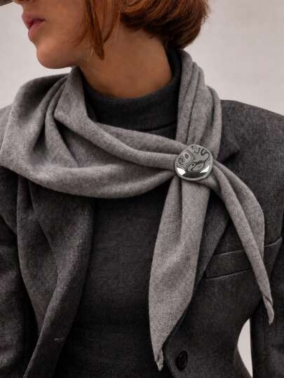 1PC Shiny Silver Metallic Irregular Brooch-Perfect For Layering Over Jackets, As A Scarf Brooch, Or As A Party Accessory