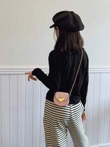Vintage Litchi Texture Mini Saddle Bag, Heart Metal Lock Chain Crossbody Bag, Versatile Coin Purse For Girls - A - View 4