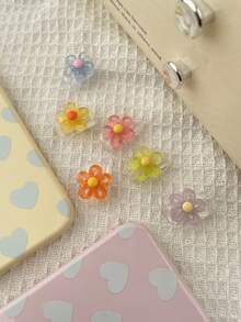 3pcs/6pcs Compatible With Apple And Android Charging Cable Protector Bite Guard, Anti-Breakage Charging Head Protective Shell, Fresh Floral Data Cable Protector, Macaron Color Transparent Hollow Flower Design, Cute Girly Style, Fits Charging Head, Anti-Breakage, Anti-Collision, Compact And Exquisite, Practical And Stylish, Phone Charging Cable Decorative Accessory Protector - Multicolor - View 11