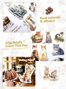 DanSoul 20 Large Cat Coffee Theme Stickers, Pre-Cut Sticker Book, Suitable For Journaling, Scrapbooking, Collage, Bullet Journal, Planner, Art & Crafts - Journaling Supplies - View 5