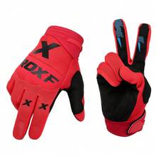 ROXF 1 Pair Full Finger Touchscreen Motorcycle Riding Gloves, Breathable Anti-Slip Shock-Absorbing, Off-Road Mountain Bike Riding Gloves, Unisex - Red - View 3