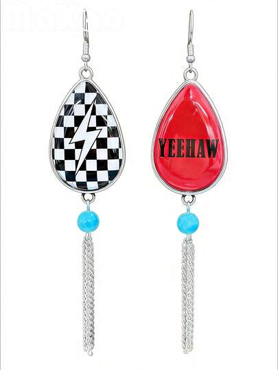Anting-anting Rumbai Kotak-kotak YEEHAW Gaya Vintage Eropa & Amerika untuk Wanita, Cocok untuk Pemakaian Sehari-hari, Kencan, Pesta Tema, Kenakan dan Dapatkan Banyak Pujian dari Teman-teman