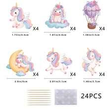 12/24Pcs Cute Unicorn Cake Toppers, Carnival Cupcake Decor, Creative Baking Ornaments For Birthday, Valentine's Day, Easter, Back To School, Father's Day - View 8
